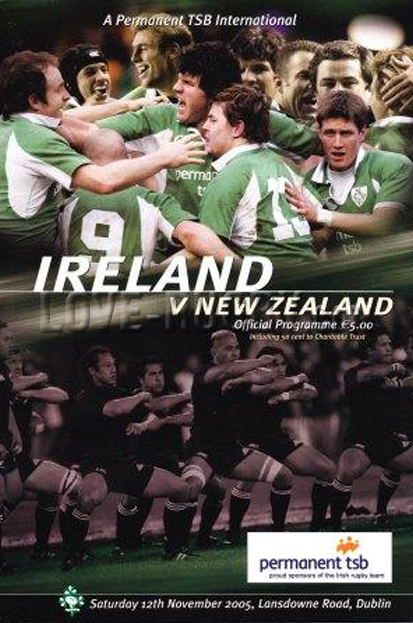 2005 Ireland v New Zealand  Rugby Programme